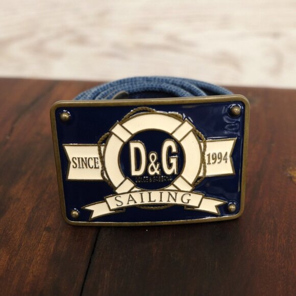 Unisex Men DOLCE & GABBANA D&G Sailing 1994 nautical buckle w/ Sailor denim belt - Picture 1 of 16